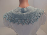 Handcrafted Scarf Blue Silk Lace Edging 100% Silk Female Solid -- New No Tags