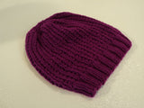 Handcrafted Beanie Hat Magenta Textured Slouchy 100% Acrylic Female Adult Solid -- New No Tags