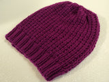 Handcrafted Beanie Hat Magenta Textured Slouchy 100% Acrylic Female Adult Solid -- New No Tags