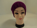 Handcrafted Beanie Hat Magenta Textured Slouchy 100% Acrylic Female Adult Solid -- New No Tags