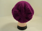 Handcrafted Beanie Hat Magenta Textured Slouchy 100% Acrylic Female Adult Solid -- New No Tags