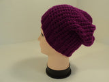 Handcrafted Beanie Hat Magenta Textured Slouchy 100% Acrylic Female Adult Solid -- New No Tags