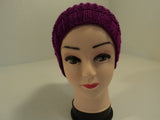 Handcrafted Beanie Hat Magenta Textured Slouchy 100% Acrylic Female Adult Solid -- New No Tags