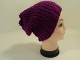 Handcrafted Beanie Hat Magenta Textured Slouchy 100% Acrylic Female Adult Solid -- New No Tags