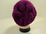 Handcrafted Beanie Hat Magenta Textured Slouchy 100% Acrylic Female Adult Solid -- New No Tags