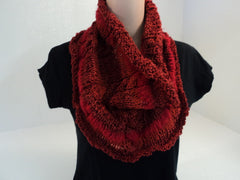 Handcrafted Wrap Cowl Red Textured Various Yarns Acrylic Wool Mix Female Adult -- New No Tags