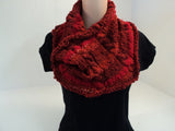 Handcrafted Wrap Cowl Red Textured Various Yarns Acrylic Wool Mix Female Adult -- New No Tags
