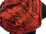 Handcrafted Wrap Cowl Red Textured Various Yarns Acrylic Wool Mix Female Adult -- New No Tags