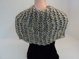Handcrafted Wrap Cowl Gray Gold Bulky Alpaca Mohair Blend Female Adult -- New No Tags