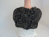 Handcrafted Wrap Cowl Black Gold Bulky Alpaca Mohair Blend Female Adult -- New No Tags
