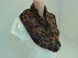 Handcrafted Cowl Wrap Gold Blue Purple Textured 100% Merino Wool Female Adult -- New No Tags