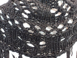 Handcrafted Wrap Shawl Black Silver Fringes Merino Wool Stellina Mix Female -- New No Tags
