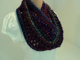 Handcrafted Wrap Cowl Teal Magenta Drop Stitch Acrylic Wool Mix Female Adult -- New No Tags