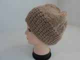 Handcrafted Beanie Slouchy Hat Wheat Textured Acrylic Alpaca Blend Female Adult -- New No Tags