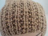 Handcrafted Beanie Slouchy Hat Wheat Textured Acrylic Alpaca Blend Female Adult -- New No Tags