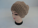 Handcrafted Beanie Slouchy Hat Wheat Textured Acrylic Alpaca Blend Female Adult -- New No Tags