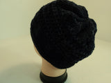 Handcrafted Beanie Hat Dark Blue Textured Slouchy Baby Merino Wool Female Adult -- New No Tags