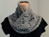 Handcrafted Cowl Wrap Gray Lace Organic Cotton Wool Blend Female Adult -- New No Tags