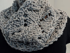 Handcrafted Cowl Wrap Gray Lace Organic Cotton Wool Blend Female Adult -- New No Tags