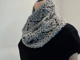 Handcrafted Cowl Wrap Gray Lace Organic Cotton Wool Blend Female Adult -- New No Tags