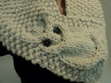 Handcrafted Cowl Wrap Owl Cream Textured Acrylic Wool Rayon Blend Female Adult -- New No Tags