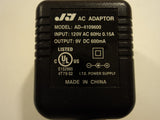 Standard Power Adaptor Supply 9VDC 600mA 120VAC 60Hz 0.15A AD-4109600 -- Used