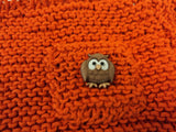 Handcrafted Baby Sweater Burnt Orange Pocket Owl Button 100% Cotton Unisex -- New No Tags