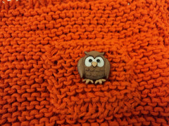 Handcrafted Baby Sweater Burnt Orange Pocket Owl Button 100% Cotton Unisex -- New No Tags
