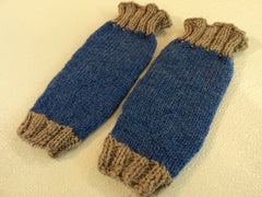 Handcrafted Knitted Baby Leg Warmers Blue/Gray Owl Eye Buttons Male 9-12 months -- New No Tags