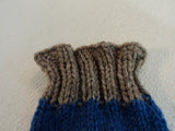 Handcrafted Knitted Baby Leg Warmers Blue/Gray Owl Eye Buttons Male 9-12 months -- New No Tags