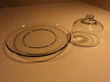 Designer Cheese Platter 13in Diameter x 6in H Clear Modern -- Used