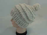 Handcrafted Knitted Beanie Hat Cream Pom Pom Slouchy Wool Acrylic Female Adult -- New No Tags