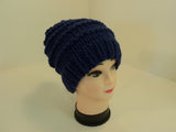 Handcrafted Knitted Hat Beanie Violet Blue Pom Pom Slouchy Wool Acrylic Female -- New No Tags