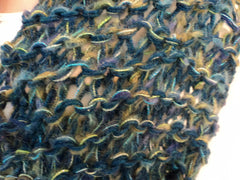 Handcrafted Knitted Cowl Wrap Blue/Green/Gold Alpaca Mohair Blend Female Adult -- New No Tags