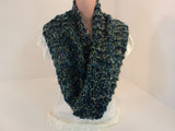 Handcrafted Knitted Cowl Wrap Blue/Green/Gold Alpaca Mohair Blend Female Adult -- New No Tags