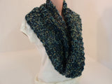 Handcrafted Knitted Cowl Wrap Blue/Green/Gold Alpaca Mohair Blend Female Adult -- New No Tags