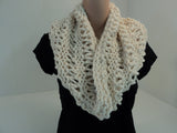 Handcrafted Knitted Cowl Cream Textured Wool Acrylic Blend Drop Stitch Female -- New No Tags