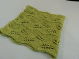 Handcrafted Knitted Cowl Wrap Apple Green Textured Lettuce Leaf 100% Merino Wool -- New No Tags