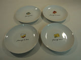 Designer Cheese Plates Set of 4 8in D x 1in H White Contemporary Ceramic -- Used