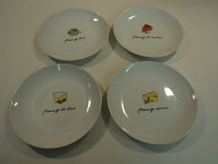 Designer Cheese Plates Set of 4 8in D x 1in H White Contemporary Ceramic -- Used