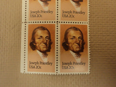 USPS Scott 2038 20c 1983 Joseph Priestley Lot of 4 Plate Block 27 Stamps Mint NH -- New
