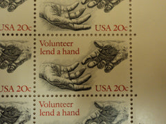 USPS Scott 2039 20c 1983 Volunteer lend a hand Lot of 4 Plate Block Mint NH -- New