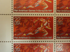 USPS Scott 2247 22c 1986 Pan American Games Indianapolis Lot of 3 Plate Block -- New