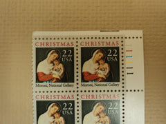 USPS Scott 2367 22c 1987 Christmas Moroni National Lot of 4 Mint NH Plate Block -- New