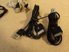 Standard USB Sync Charging Cables Black Lot Of 14 Assorted Ends -- Used