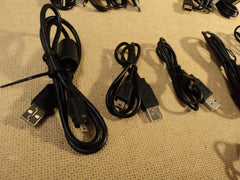 Standard USB Sync Charging Cables Black Lot Of 14 Assorted Ends -- Used