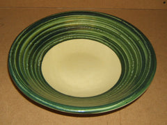 Pier 1 Bowl 14in x 14in x 4in Green/Cream Contemporary Earthenware -- Used