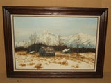 Original Vintage Painting Framed 36in x 24in Gronewald Landscape Oil on Canvas -- Used