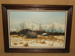 Original Vintage Painting Framed 36in x 24in Gronewald Landscape Oil on Canvas -- Used