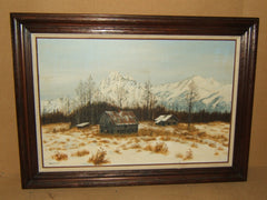 Original Vintage Painting Framed 36in x 24in Gronewald Landscape Oil on Canvas -- Used